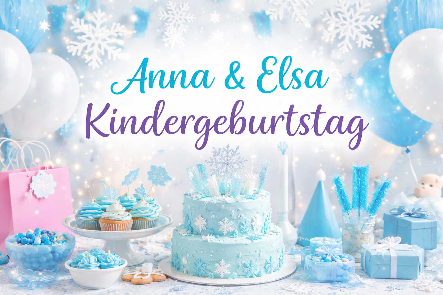 Geburtstags Motto Party Anna und Elsa Eiskönigin