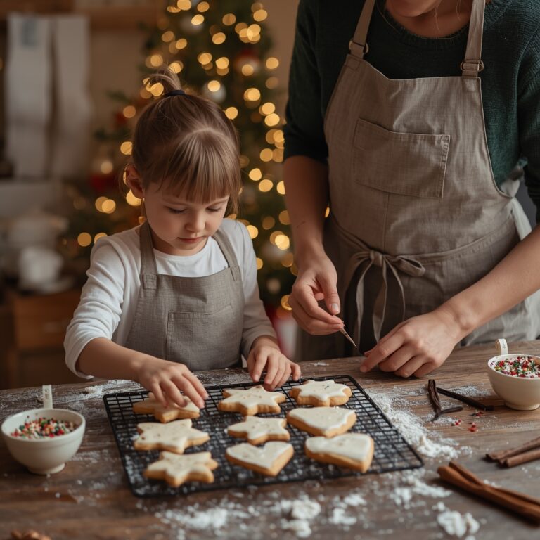 Kind beim backen zu Weihnachten Kekse
