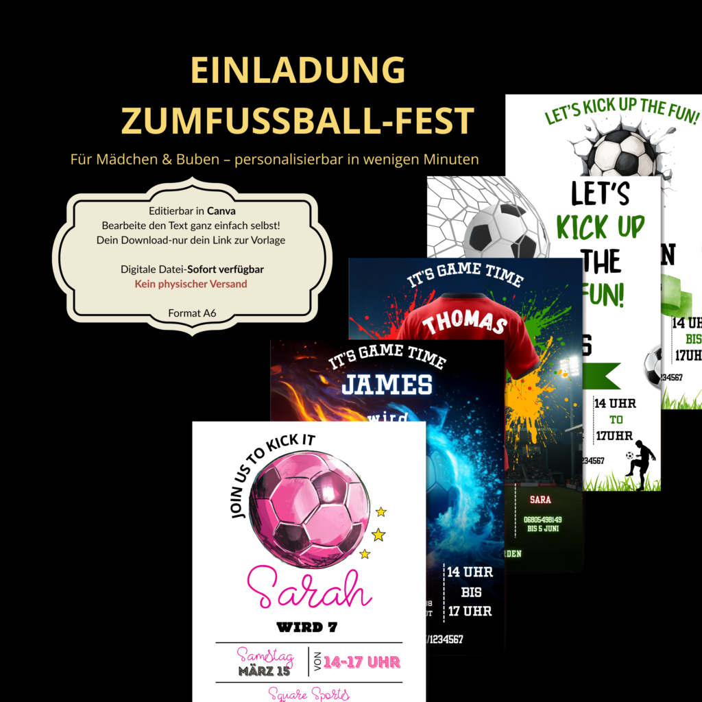 Fußball Einladungskarten in Canva selber fertig erstellen 