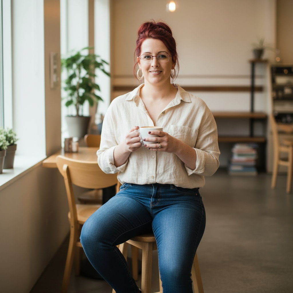 Gemütliches Trinken eines kaffees