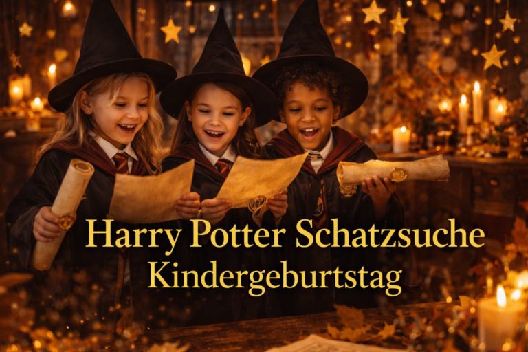 Harry Potter Schatzsuche Kindergeburtstag – Kinder suchen Hinweiszettel bei einer Zaubererschule-Motto-Party