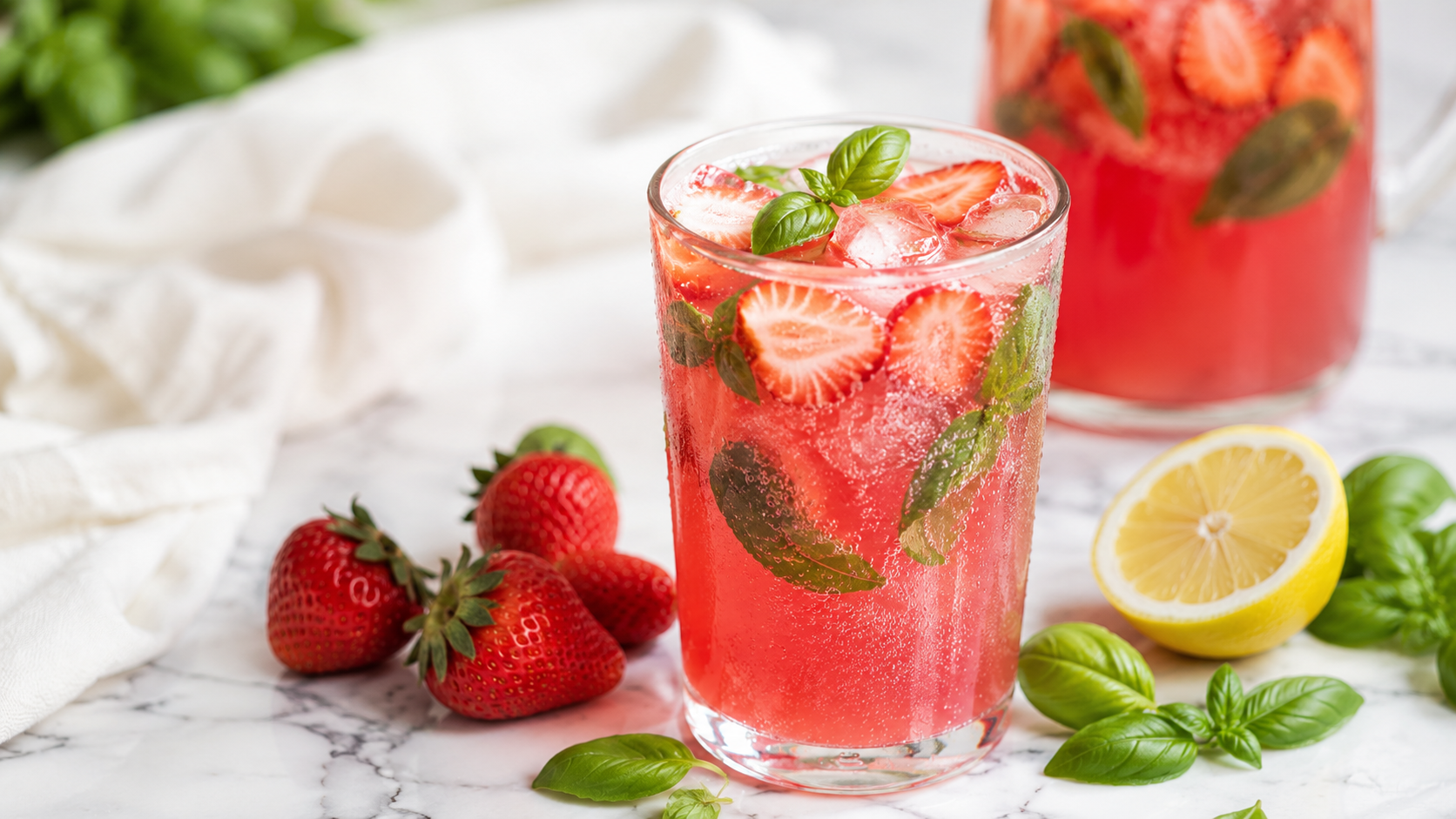 Erdbeer Basilikum Limonade selber machen ohne Zucker