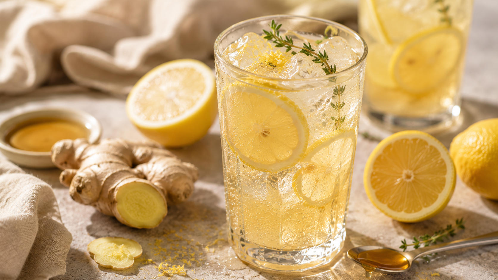 Ingwer Zitronen Limonade ohne Zucker selber machen