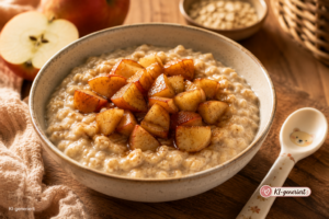 Apfel-Zimt-Porridge, warmes Herbstfrühstück für Kinder