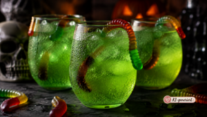 Grüner Hexentrank als alkoholfreies Halloween Getränk für Kinder