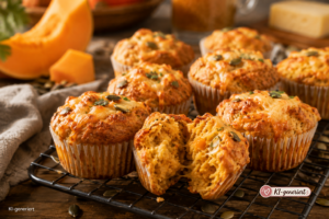 Herzhafte Kürbis-Käse-Muffins für die Kinderjause