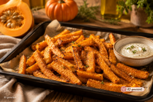 Knusprige Kürbis-Pommes aus dem Ofen für Kinder