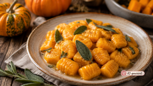 Kürbis-Gnocchi mit Salbeibutter als herbstliches Halloween Hauptgericht