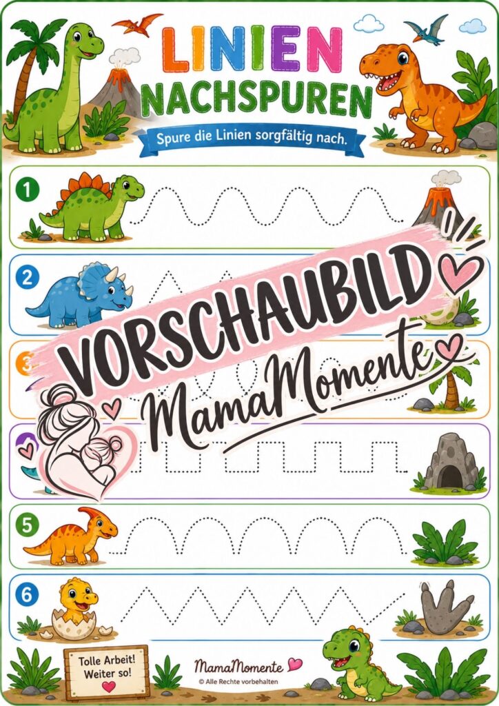 Linien Nachspuren Dinosaurier