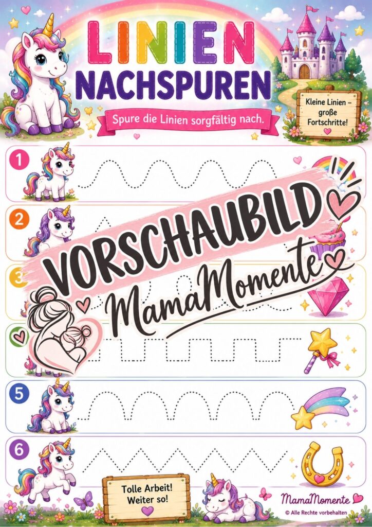 Linien Nachspuren Einhorn