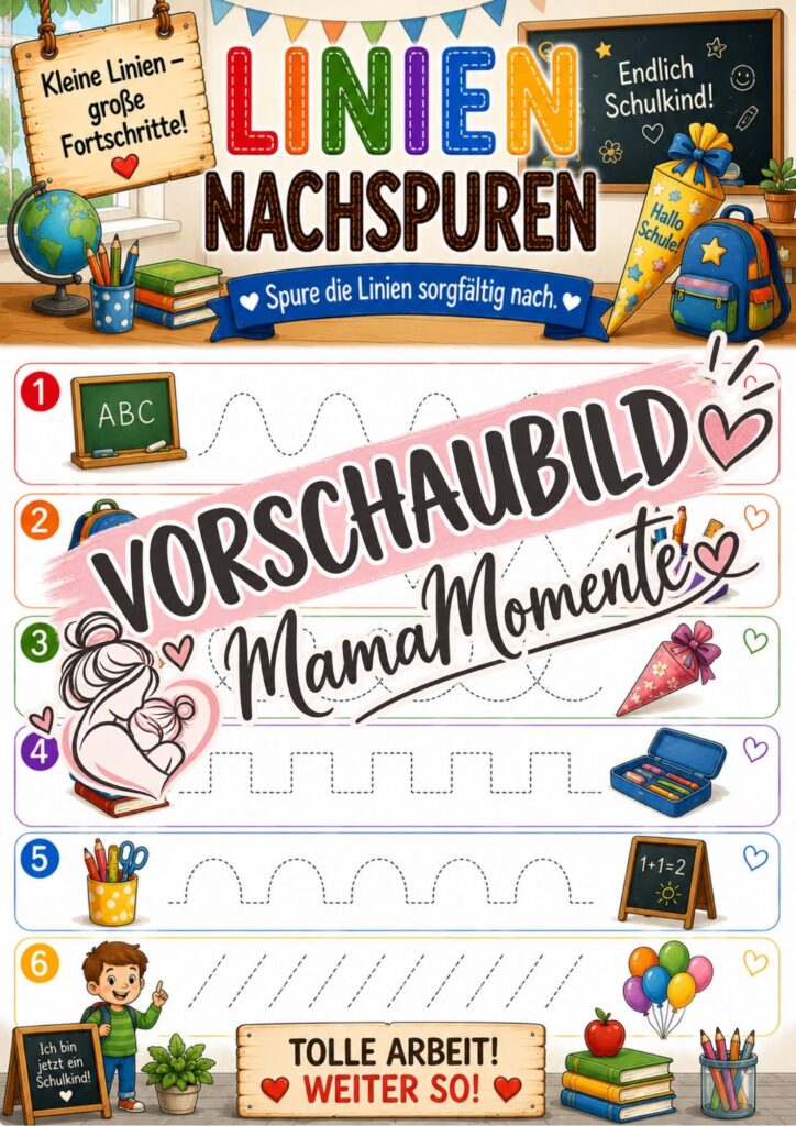 Linien Nachspuren Einschulung