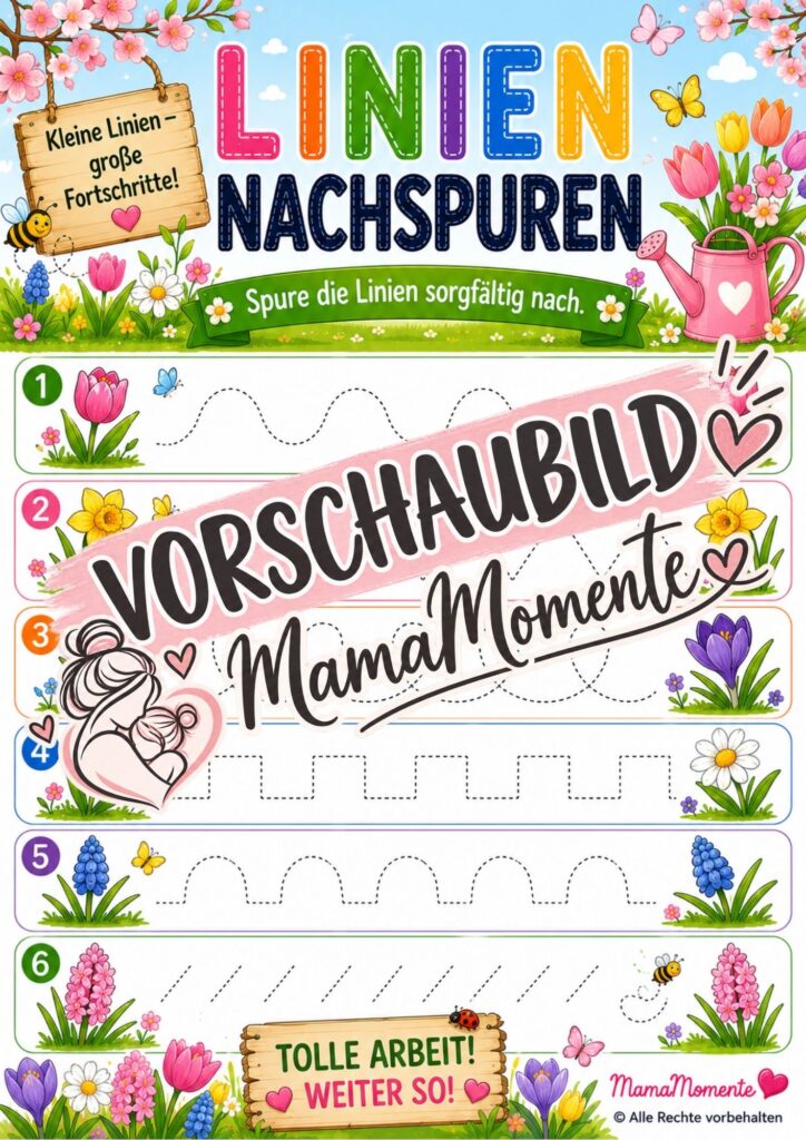 Linien Nachspuren Frühlingsblumen