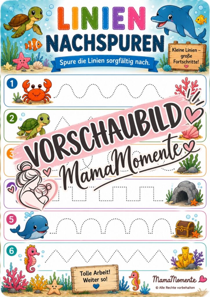 Linien Nachspuren Meerestiere