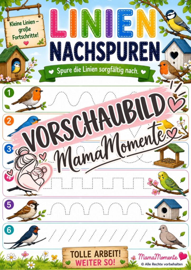 Linien Nachspuren Vögle