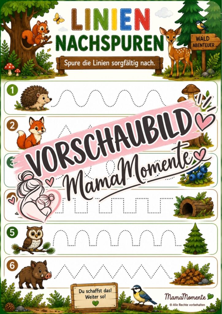Linien Nachspuren Waldtiere 1