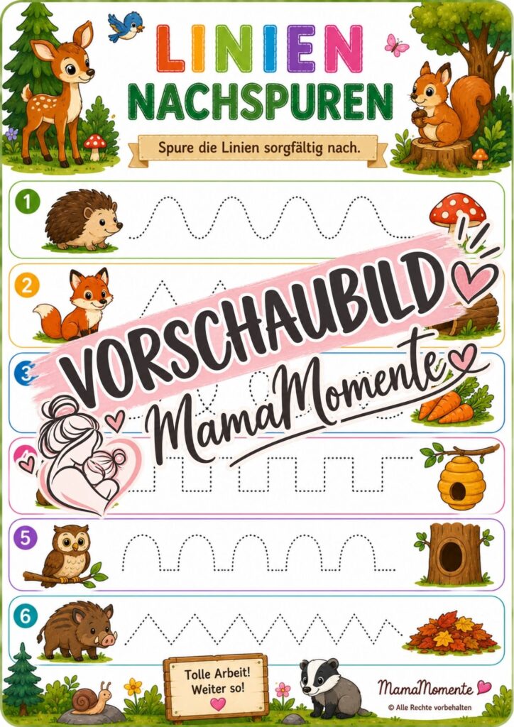 Linien Nachspuren Waldtiere 2