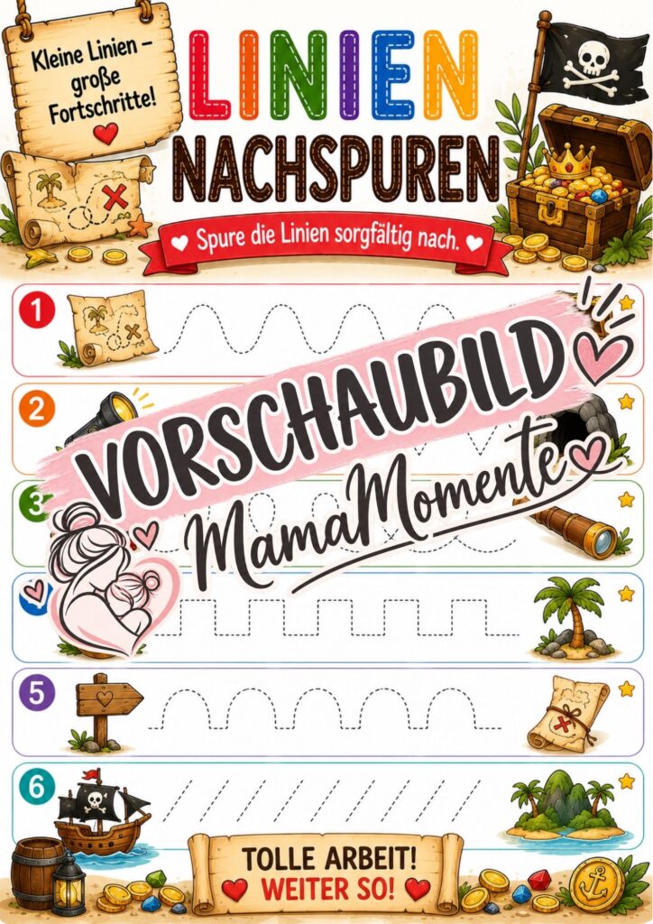 Linien Nachsupren Schatzsuche