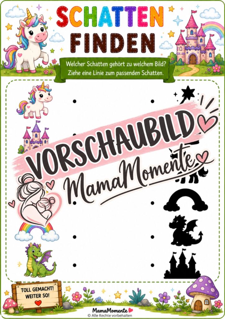 Schatten finden Einhorn Märchenwelt