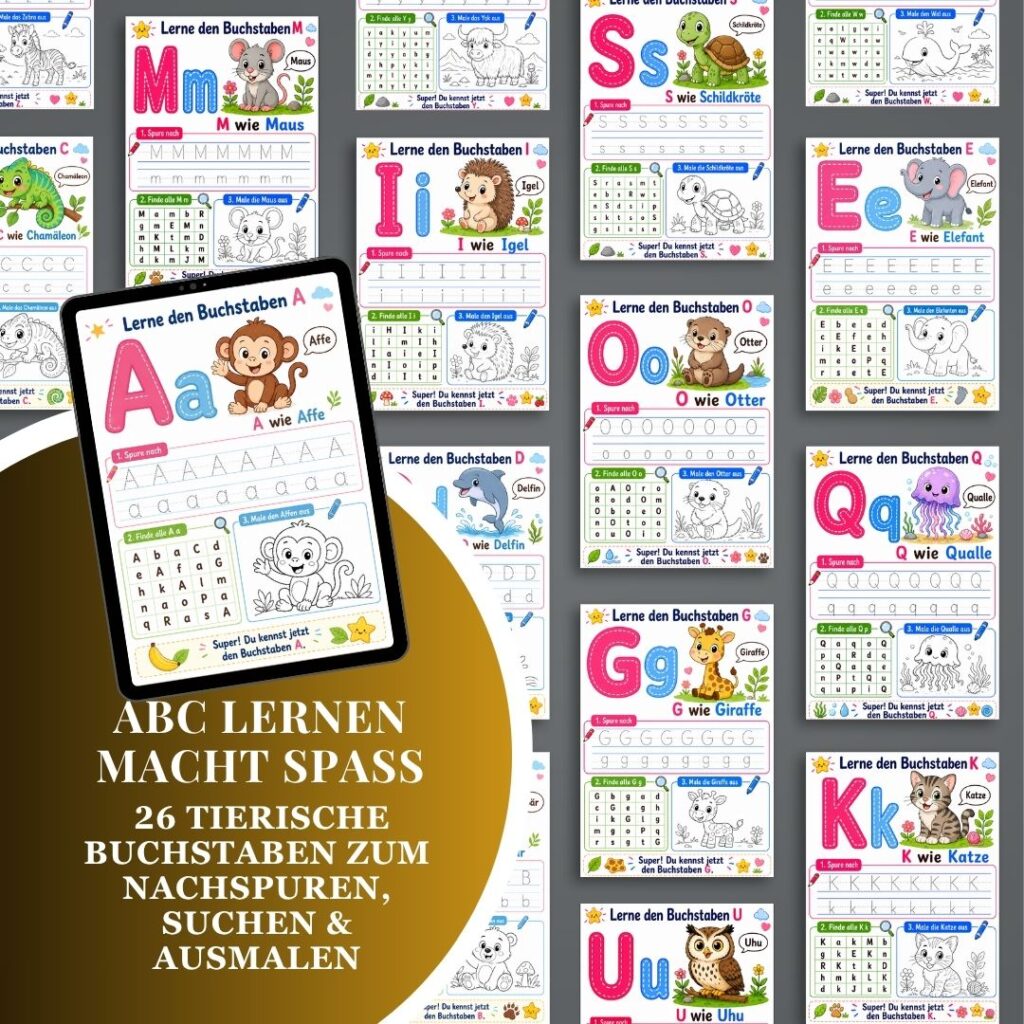 Titelbild ABC lernen mit Tieren