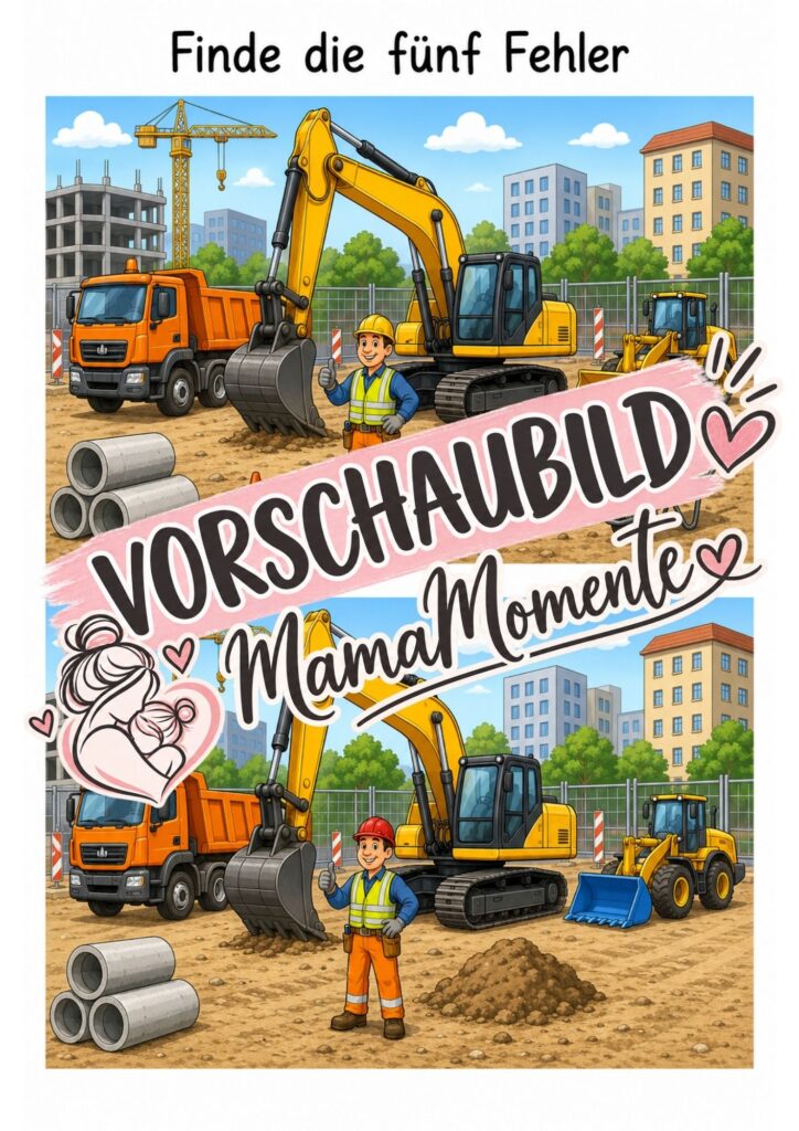 5 Fehler suchen Bagger und Baumaschinen