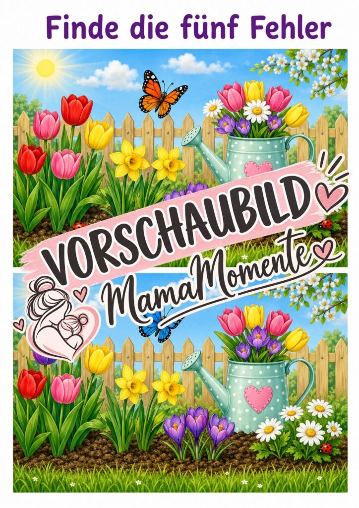 5 Fehler suchen Frühlingsblumen