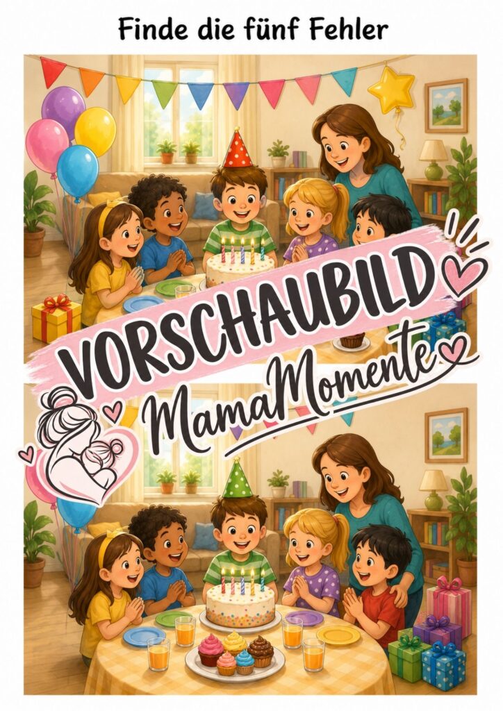 5 Fehler suchen Kindergeburtstag
