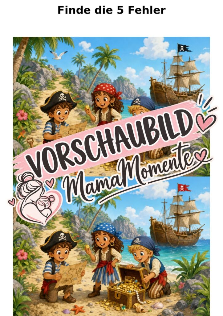 5 Fehler suchen Schatzsuche Piraten