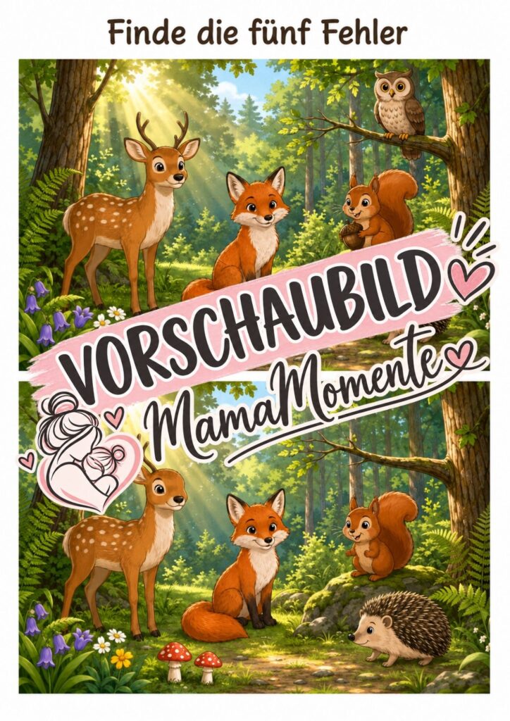 5 Fehler suchen Waldtiere