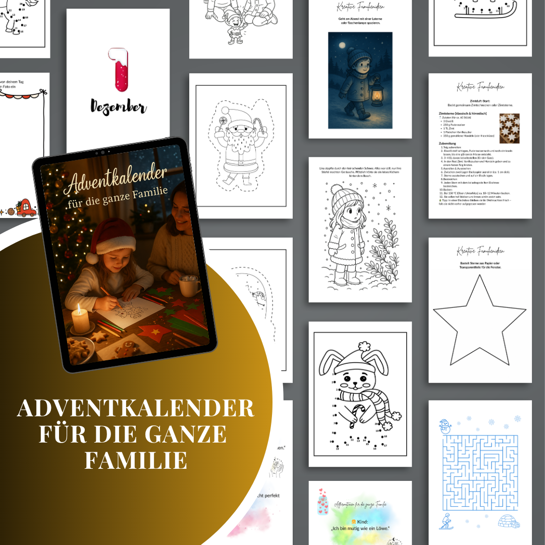 Digitaler Adventkalender für die ganze Familie mit 31 kreativen Tagen vom 1. bis 31. Dezember