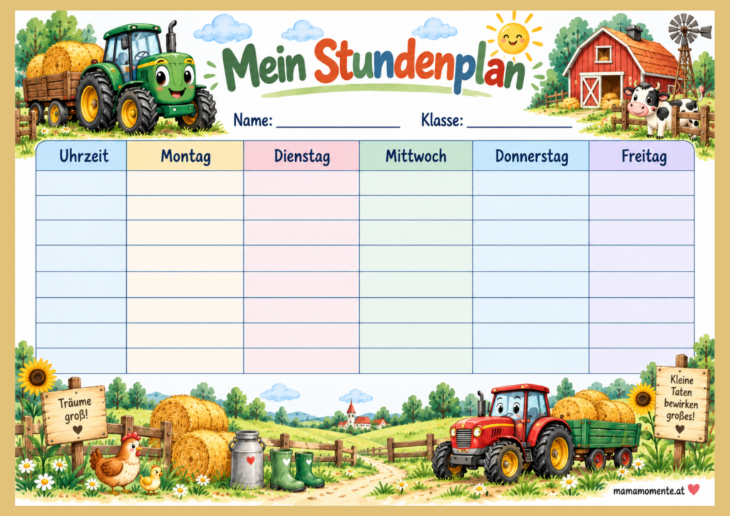 Stundenplan Bauernhof