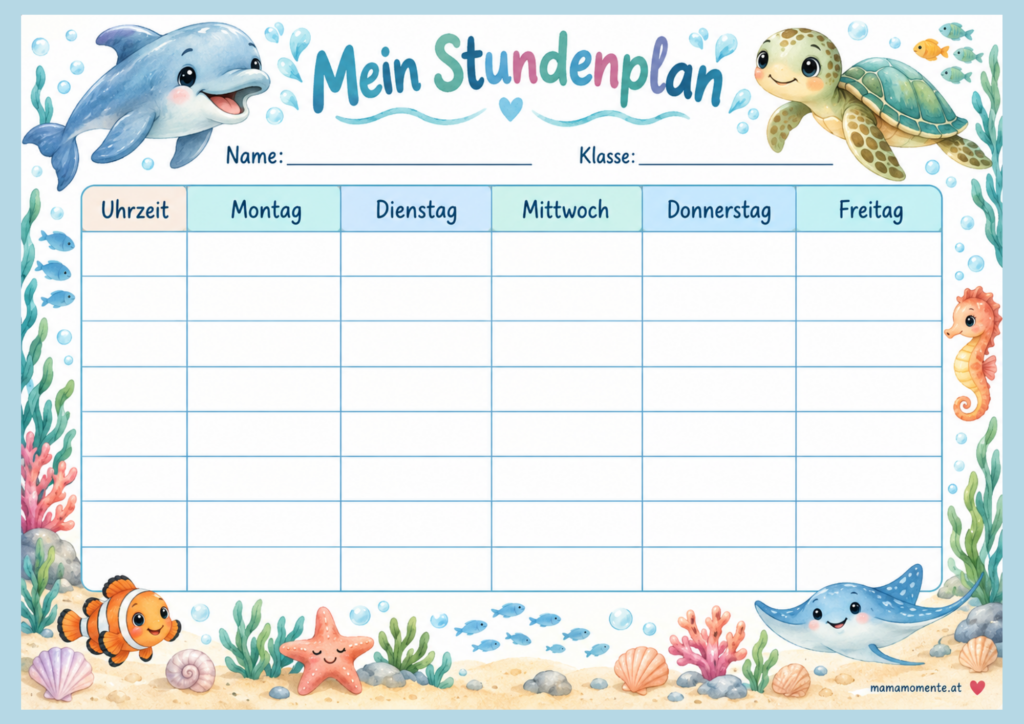 Stundenplan Meeestiere