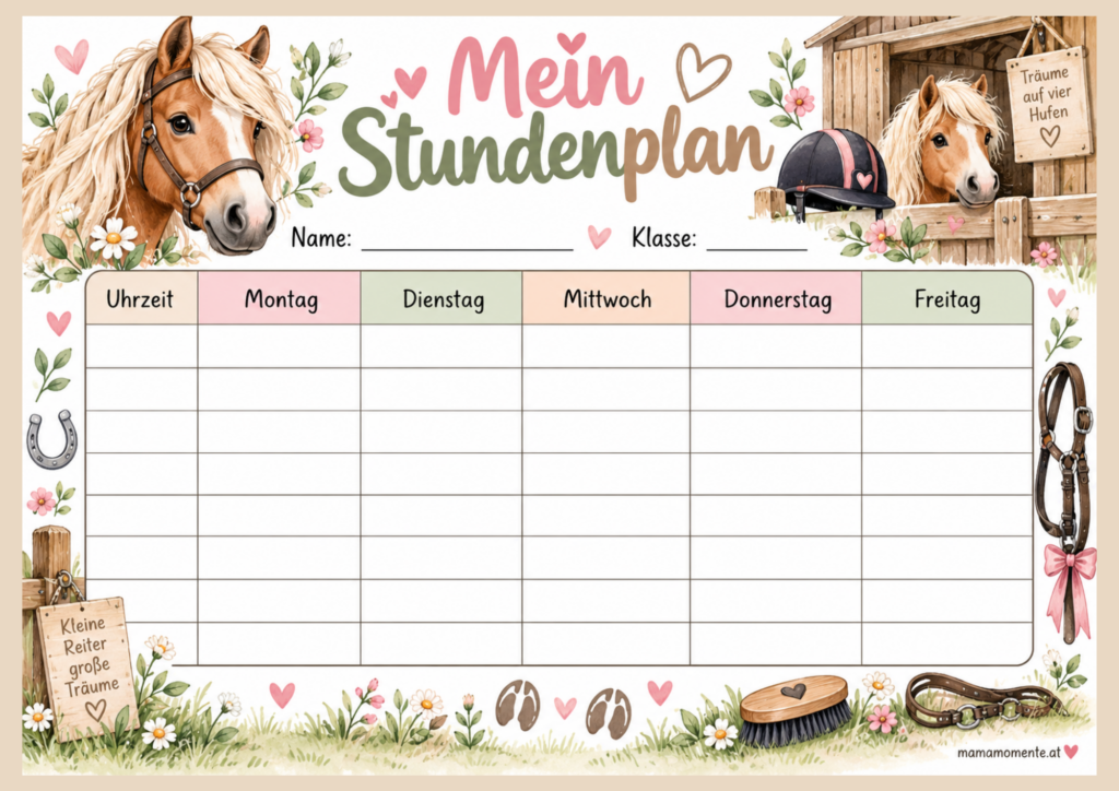Stundenplan Pferd