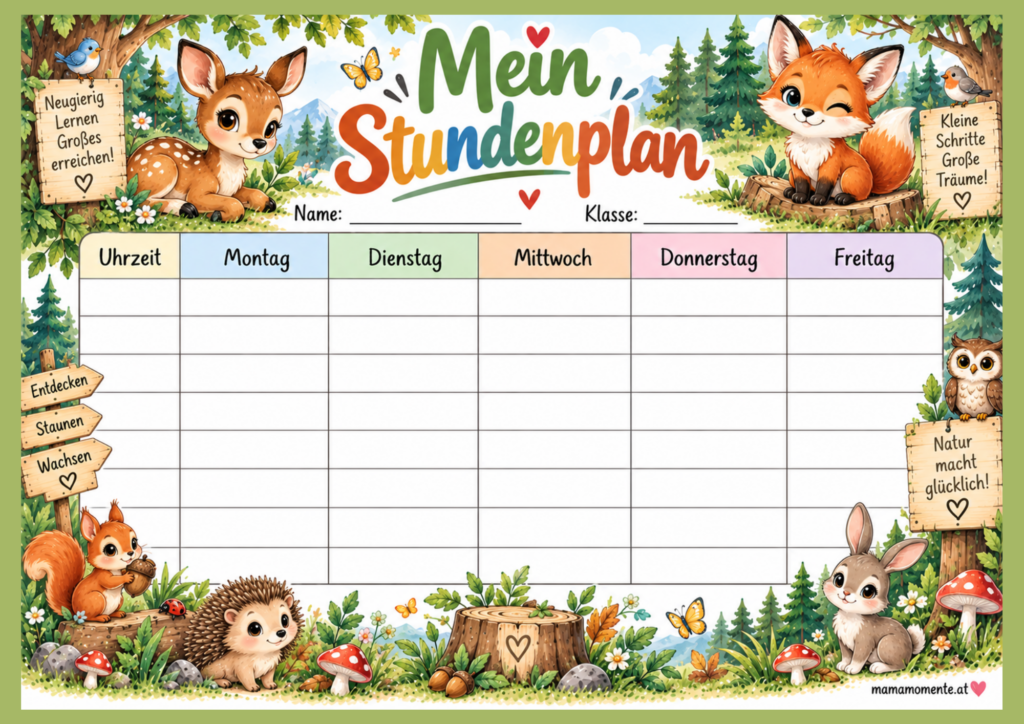Stundenplan Waldtiere