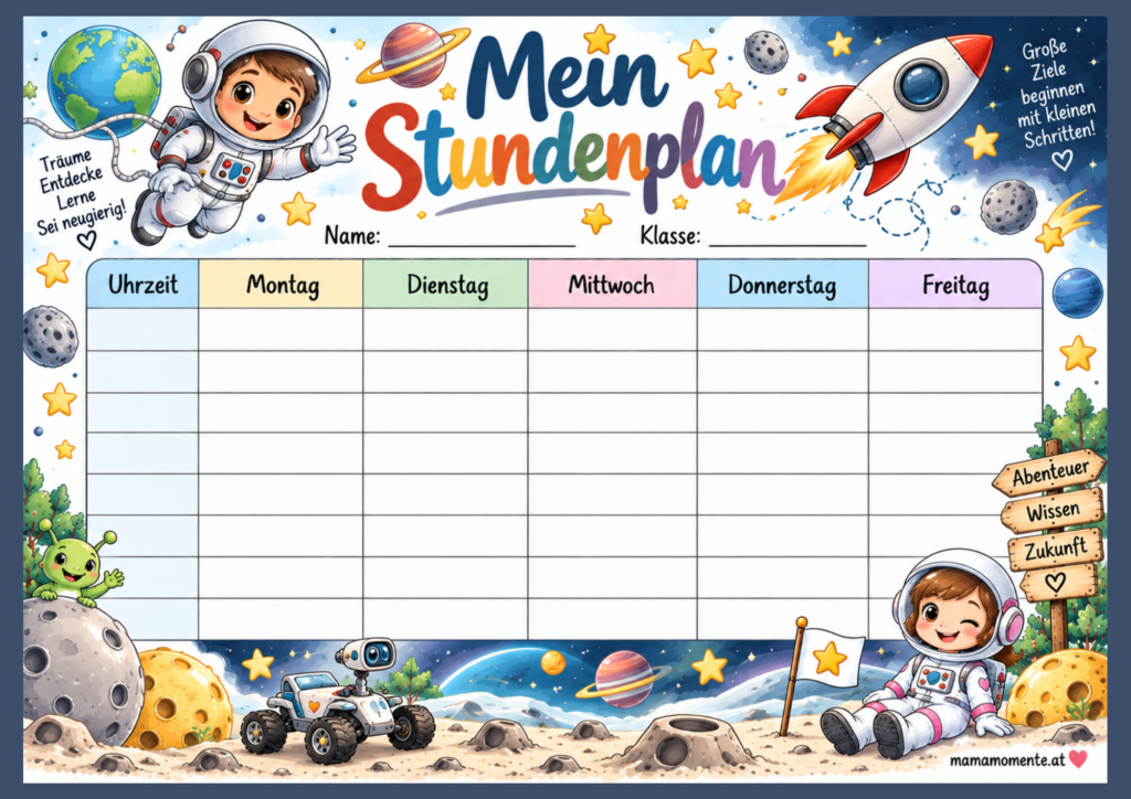 Stundenplan Weltraum